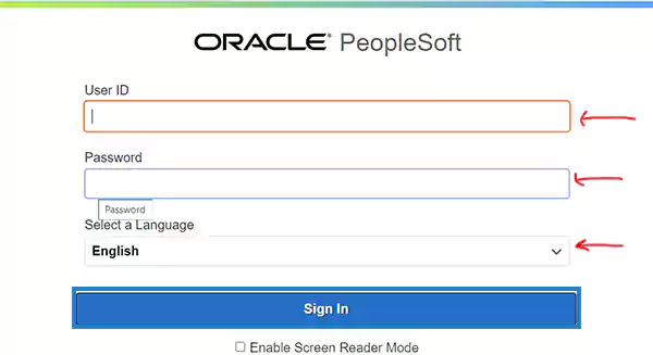 Field for Log in Credentials at Oracle PeopleSoft