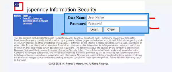 JCPenney Information Security webpages